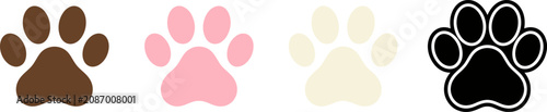 Set of paw prints in different colors isolated