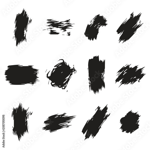 Assorted distressed paint brush blobs and splatter texture pack with splatter