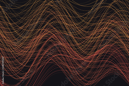 Φωτογραφία Abstract glowing particle waves in fiery orange-red hues