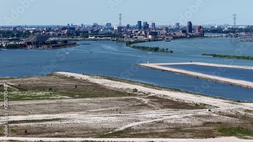Aerial of the development of Strandeiland at IJburg, Amsterdam the Netherlands