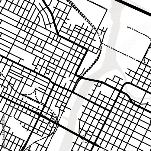Symbol Map of the City Green Bay (Wisconsin, USA) showing the city center with a simple road network of black lines