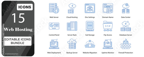 Принти на полотні Web Hosting Icons Bundle