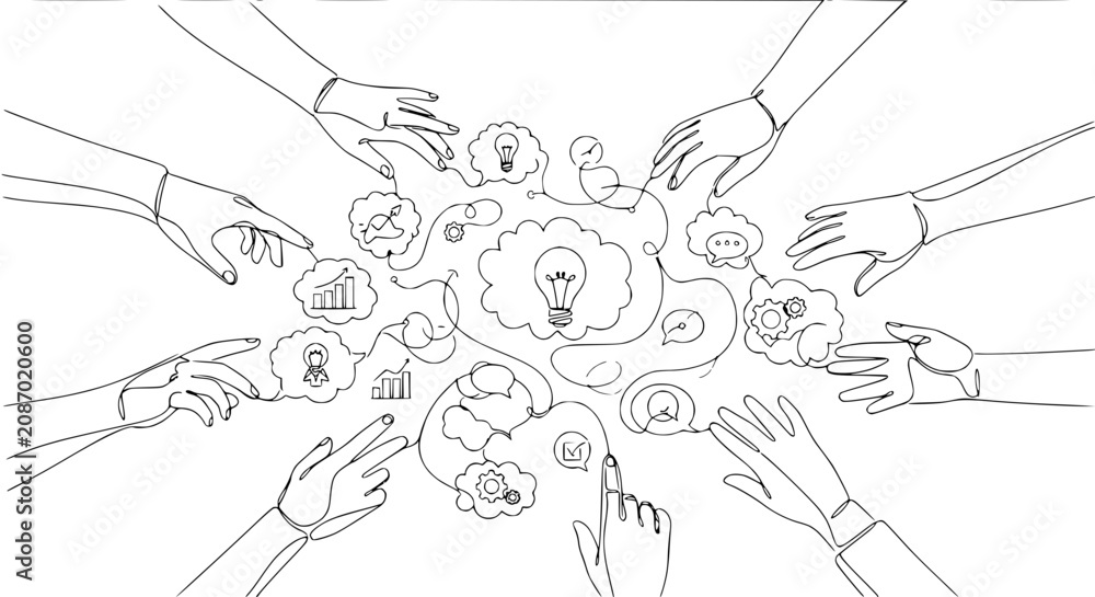 Fototapeta premium Teamwork Brainstorming Idea Generation Collaboration Concept