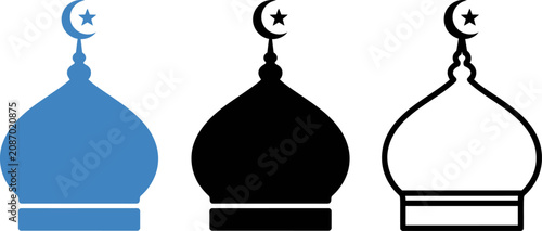 Islamic mosque domes with crescent moon and star