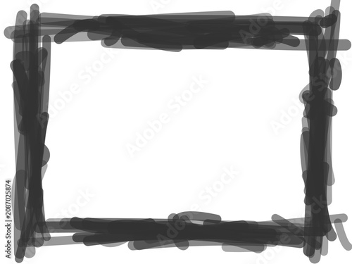 Black hand drawn square frame sketch isolated on transparent background