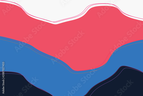 Tableau sur toile Abstract layered gradients with undulating red, blue, and dark shapes