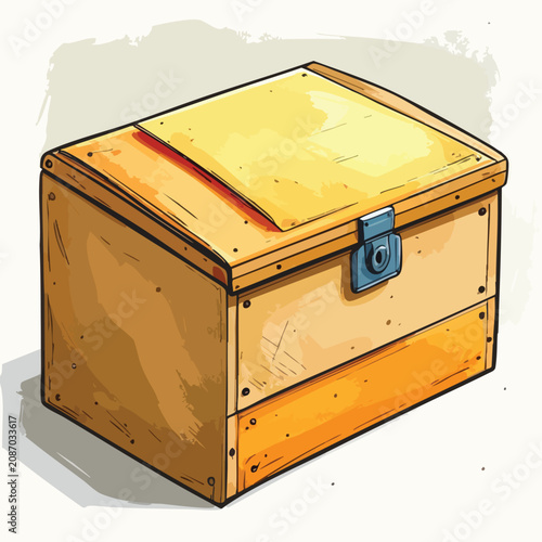 A Simple Wooden Storage Chest with a Metal Latch.