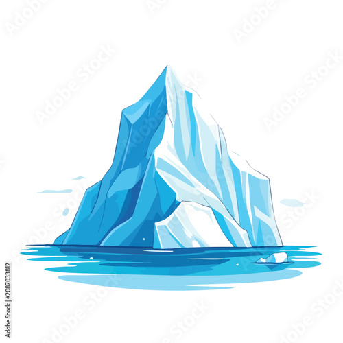 Floating iceberg illustration isolated on white background.