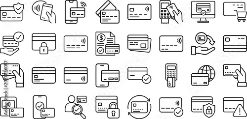 Fotografía Credit card, debit, transaction Modern and Premium Icon Set, Editable Stroke, Ou