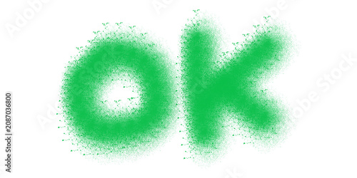 Green spray paint text ok isolated on transparent background for creative graphic design work