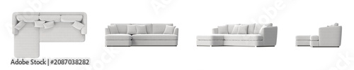 Obraz na płótnie Modern sectional sofa with plush cushions and chaise lounge in a neutral tone