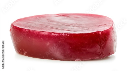 Piece of red raw tuna meat, fresh seafood. Tuna steak isolated on white background