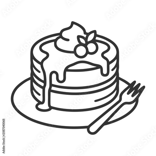 Pancake with Syrup Line Icon Vector
