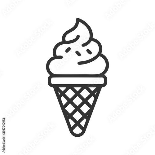 Ice Cream Cone Line Icon Vector
