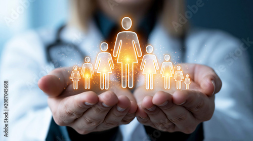 Doctor holding a glowing family symbol