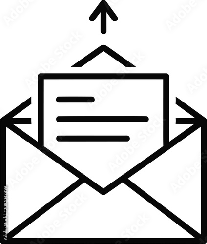 Email communication sending icon with paper message envelope communication correspondence delivery notification information business