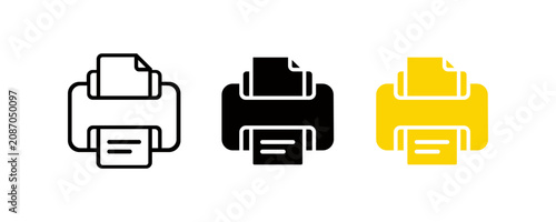 Schilderij op canvas Printer icons set, outline solid color designs, printing symbol vector, office e