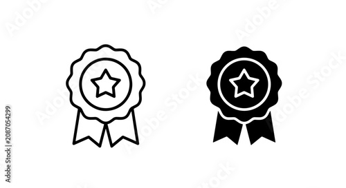 Tableau sur toile Award ribbon rosette icon with star shape solid and outline style