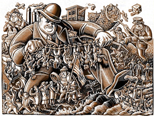 Foto The Palmer Raids, an elaborate allegory of the 1918 historical crackdown on comm