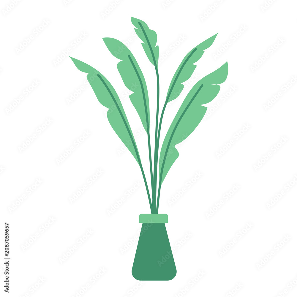 Obraz premium Decorative Green Plant in Vase Illustration Isolated on Transparent Background