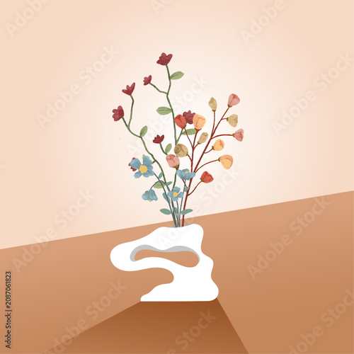 illustration of a flowers in a vase, with backlighting to create a beautiful effect.