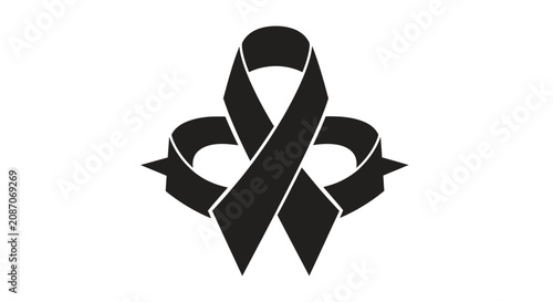 Black awareness ribbon icon with surrounding thorny crown symbol.