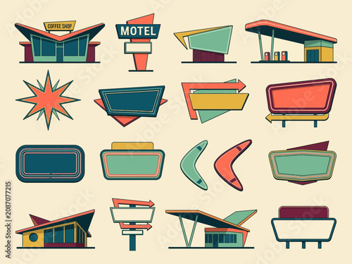 Photography Vintage 1950s Googie Architecture Icons and Retro Neon Signs