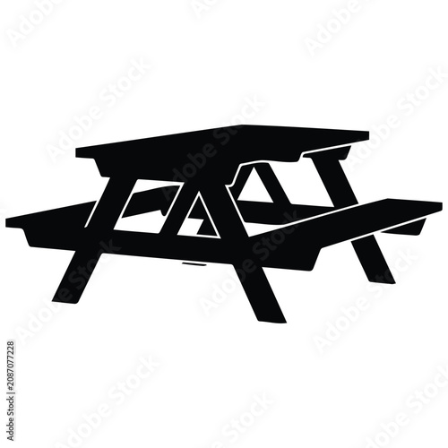 Picnic table vector silhouette illustration for outdoor dining and recreation areas.
