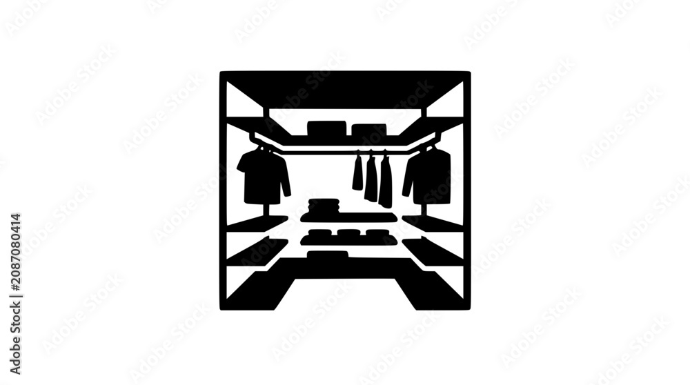 Fototapeta premium Walk-in closet organization system silhouette icon