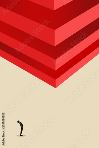 Business career opportunity. businessman looking up. concept of stairs, personal growth, development, success