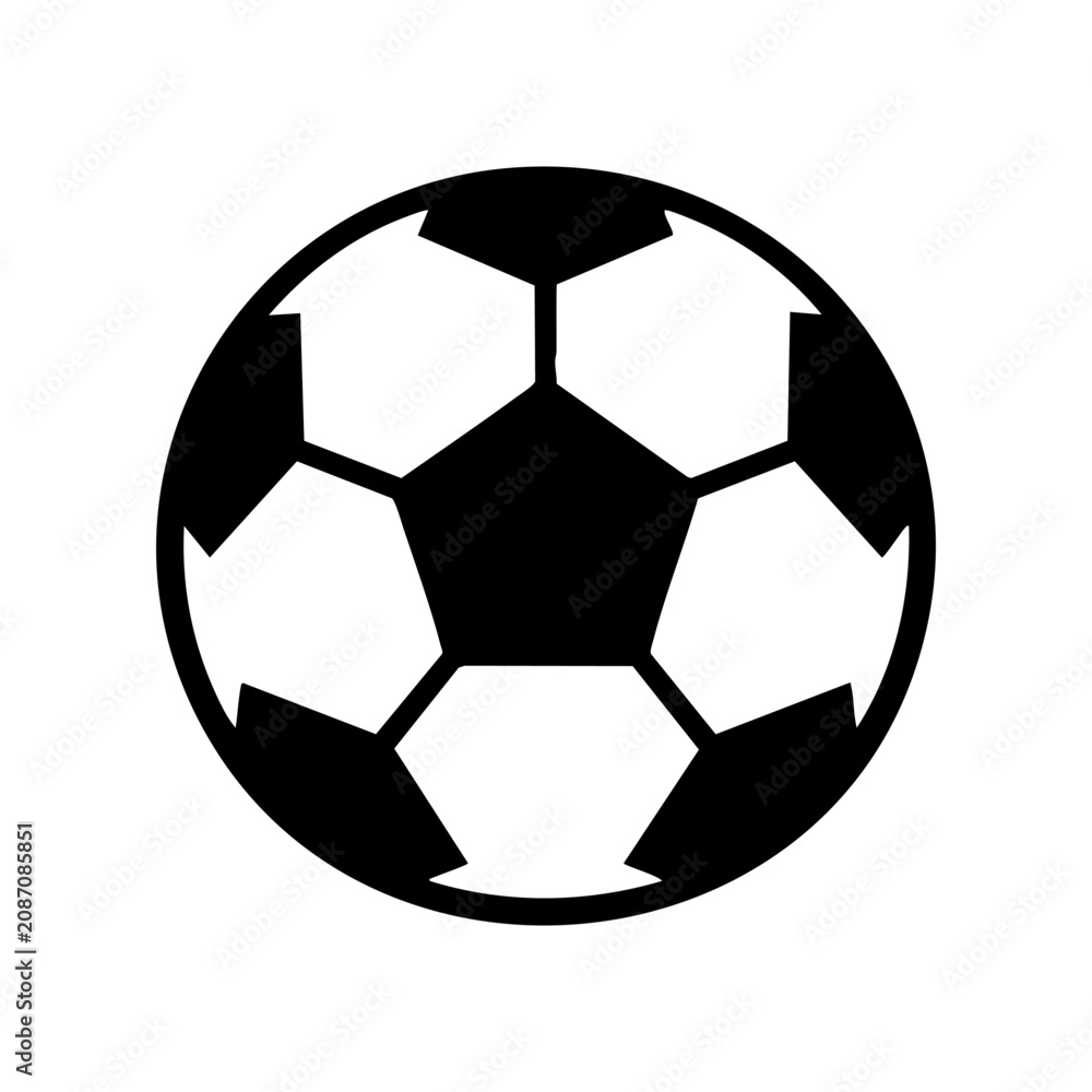 Fototapeta premium A minimalist black vector silhouette of a classic football (soccer ball)