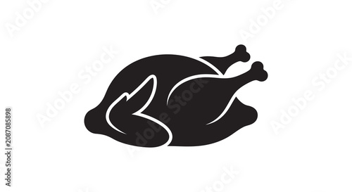 Roasted chicken silhouette on a white background