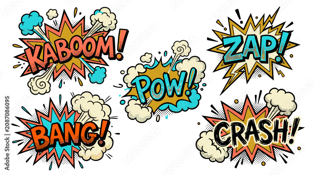 Fototapeta premium Comic book explosion sound effects.