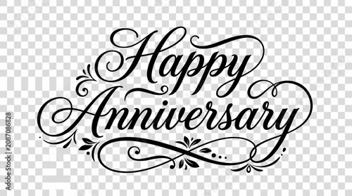 Fotografía Happy Anniversary decorative text illustration.