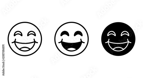 Εκτύπωση καμβά Happy Face Icons, Joyful Emoticon Symbols, Cheerful Smiley Vector Set
