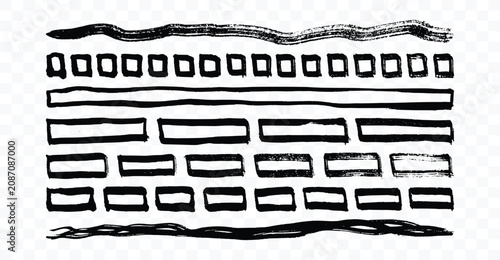 Canvastavla Set of hand-drawn horizontal border lines and decorative dividers for graphic de