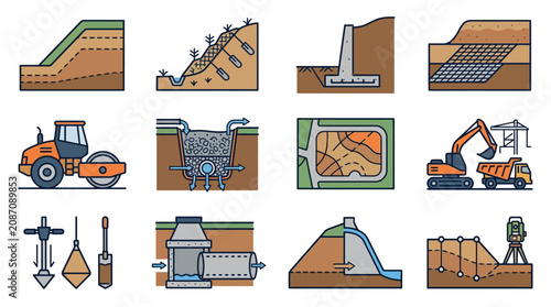 Elegant Illustrated Guide to Modern Construction Excavation and Foundation Techniques with Machinery