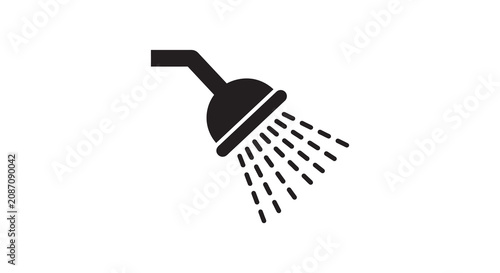 Shower Head With Water Droplets Black Silhouette