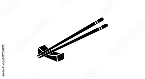 Vector illustration of chopsticks resting on a chopstick holder on a transparent background