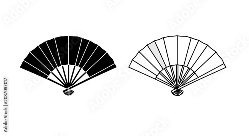 Vector illustration of set of folding fans, traditional japanese or chinese hand fan icons on a transparent background