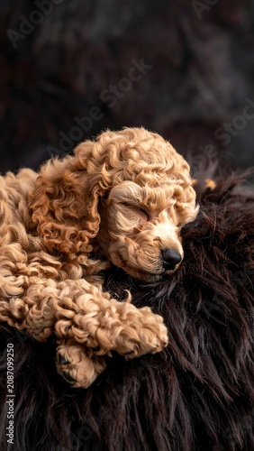 Sleeping poodle puppy.