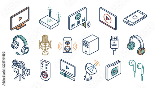 Fotografie Wireless internet technology devices.