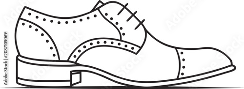 Foto A black and white illustration of a dress shoe with brogue details and laces