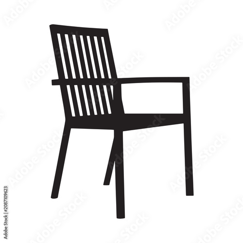 Принти на полотні Black silhouette of a chair with armrests and slatted backrest