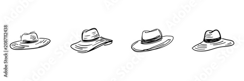Collection Of Hand Drawn Hats In Sketch Style. Fashion Accessory Doodle Sketch Collection. Ideal For Apparel And Fashion Design Projects. Isolated Vector Illustration