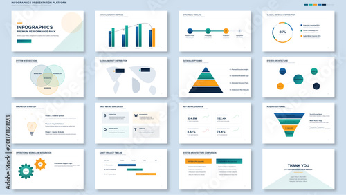Foto Business infographic templates in clean modern design with colorful charts and g