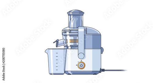 Bild auf Leinwand Modern electric juicer with pitcher, isolated on white.