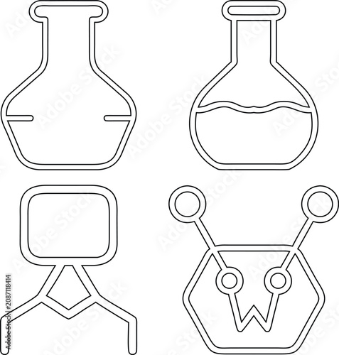 Chemistry Laboratory Glassware Outline Collection Set