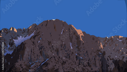 Εκτύπωση καμβά Dramatic mountain range illustration with a blue sky backdrop showcasing a textu
