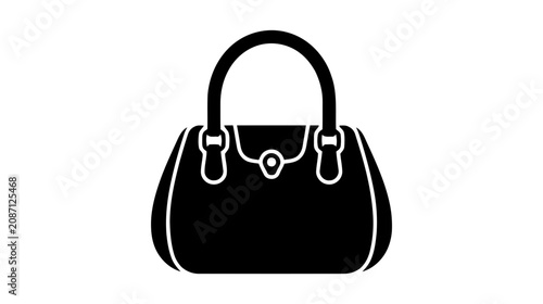 Vector illustration of handbag icon, classic womens purse symbol on a transparent background
